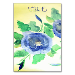 Blaue Rose mit Gelb Tischnummer