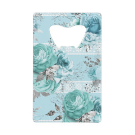 Blaue Rose mit Lace Geldbeutel Flaschenöffner