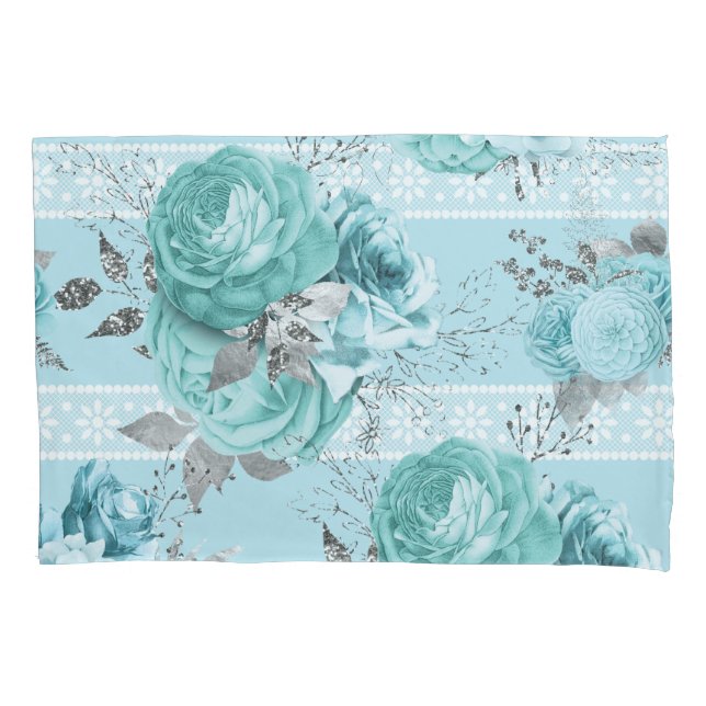 Blaue Rose mit Lace Kissenbezug (Vorderseite)