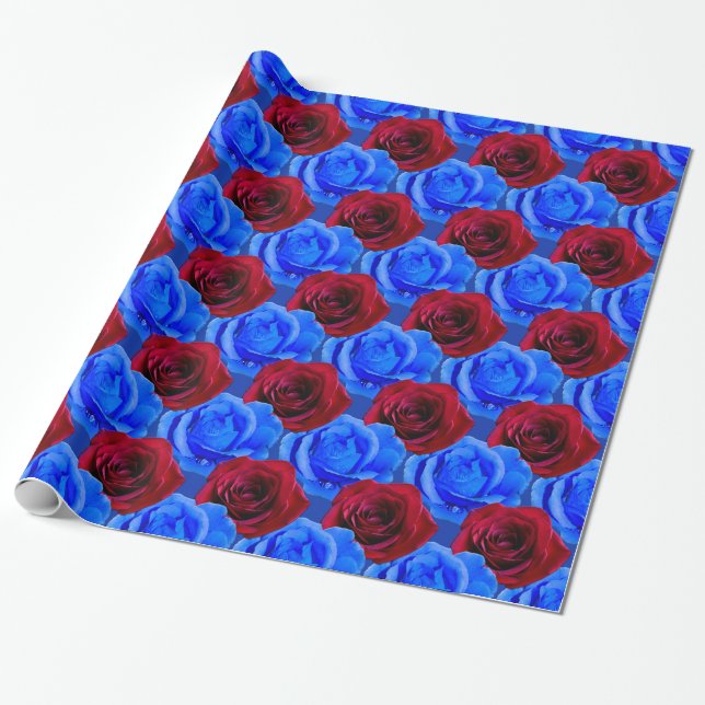 Blaue Rose Papier Romantische Rose Papier Geschenkpapier (Ungerollt)