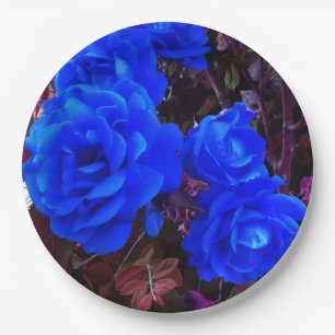 Blaue Rose Pappteller