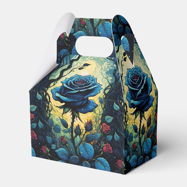 Blaue Rose Reben 1 Gabel Geschenkschachtel (Rückseite)