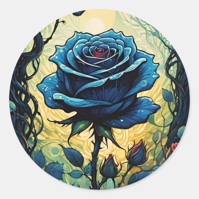 Blaue Rose Reben 1 m² Runder Aufkleber (Vorderseite)