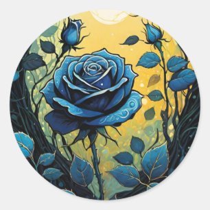 Blaue Rose Reben 2 Runder Aufkleber