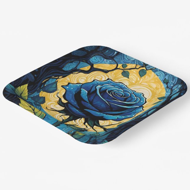 Blaue Rose Reben 3 Pappteller (Gewinkelt)