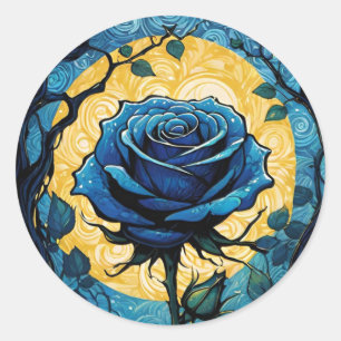 Blaue Rose Reben 3 Runder Aufkleber