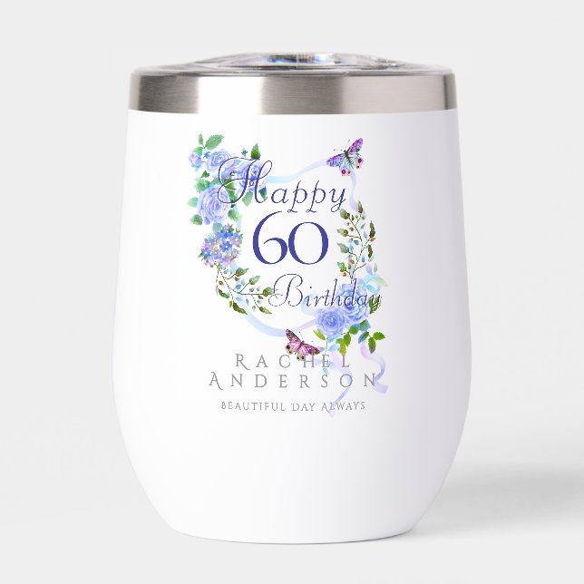 Blaue Rose Ribbon 60. Geburtstag (Vorderseite)