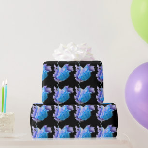Blaue Rose, romantisches florales Wasserfarbenwrap Geschenkpapier