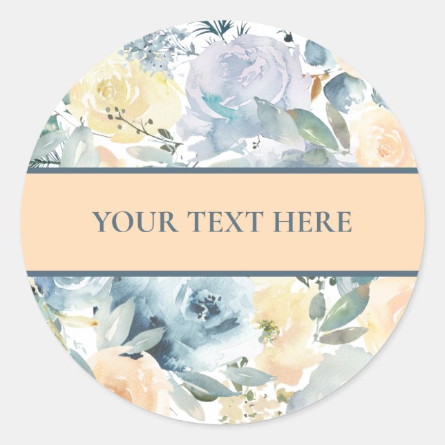Blaue Rose Rundaufkleber Vorlage Ihr Text hier Runder Aufkleber (Vorderseite)