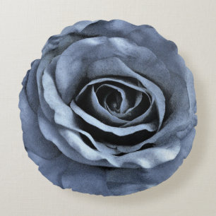 Blaue Rose Rundes Kissen
