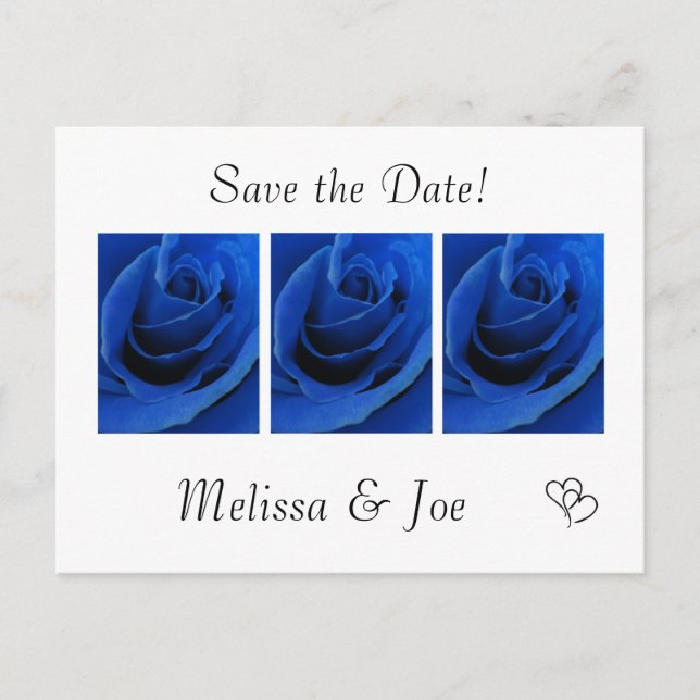 Blaue Rose Save the Date Postkarten (Vorderseite)