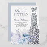 Blaue Rose Silberfolienkleid Sweet 16 Party Folieneinladung<br><div class="desc">Blue Rose Silver Foil Dress Sweet 16 Party Foil Einladung Weitere Einladungen in unserem Nest- und Nestladen</div>