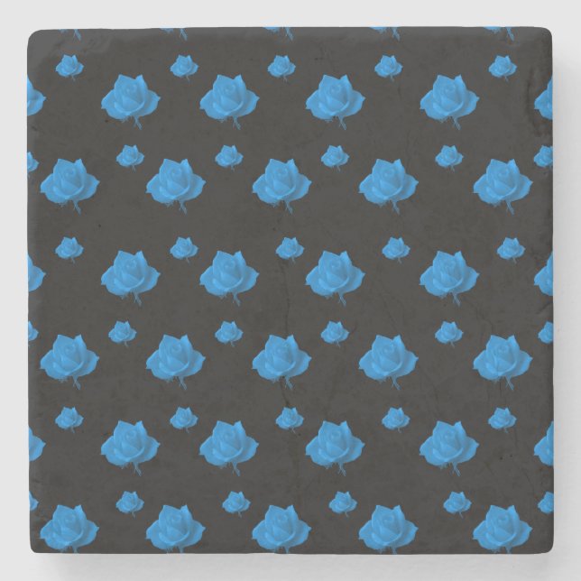 Blaue Rose Steinuntersetzer (Vorderseite)