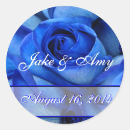 Blaue Rose Sticker-Save the Date anpassen Runder Aufkleber