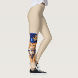 Blaue Rose Top‑Hat Cat Leggings
