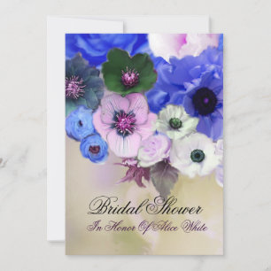 BLAUE ROSE UND ANEMONE BLUME BRAUTPARTY EINLADUNG