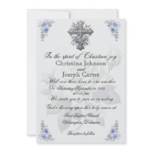 Blaue Rose und Christliche Hochzeitseinladung