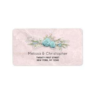 Blaue Rose und Crown Floral Bouquet Adressaufkleber