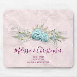 Blaue Rose und Crown Floral Bouquet Wedding Mousepad