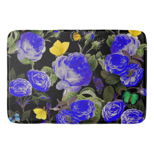 BLAUE ROSE UND GELBE SCHALTFLÄDEN BADEMATTE