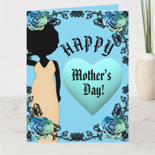 Blaue Rose und Herz African American Muttertag  Karte