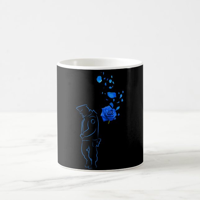 Blaue Rose und Polizeiveteran-Tagesgeschenk Kaffeetasse (Mittel)