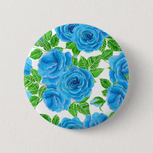 Blaue Rose Wasserfarbenmuster Button