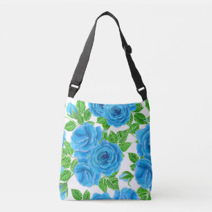 Blaue Rose Wasserfarbenmuster Tragetaschen Mit Langen Trägern