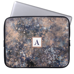Blaue & roségoldene Spritzlack-Abstraktion Glamour Laptopschutzhülle