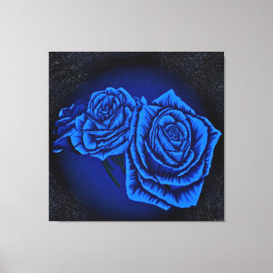 Blaue Rosen auf dunklem Hintergrund Leinwanddruck