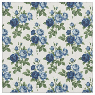 Blaue Rosen-Blumenmuster Stoff