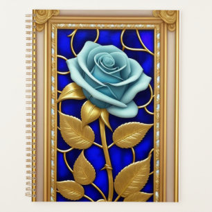Blaue Rosen-Dekoration in Buntglas Planer