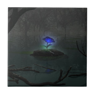 Blaue Rosen-dekorative Fliese
