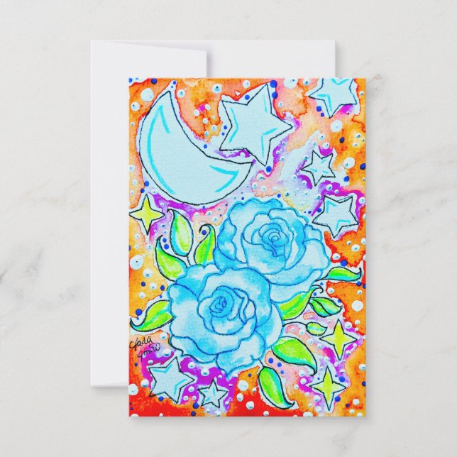 Blaue Rosen Einladung (Vorderseite)