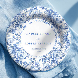Blaue Rosen Elegante Hochzeitspapierteller Pappteller