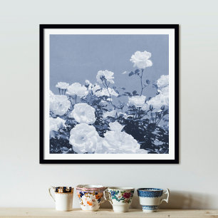 Blaue Rosen Floral Garden Foto Kunst Druck Poster