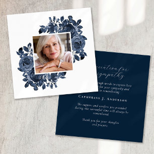 Blaue Rosen Foto Trauer Beileid Dankeskarte