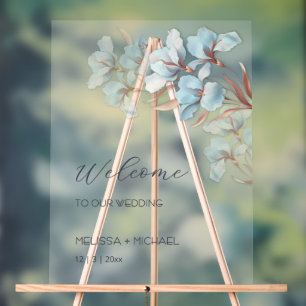 Blaue Rosen-Gold-Schichtblumen Transparent Acrylschild