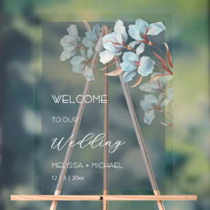 Blaue Rosen-Gold-Schichtblumen Transparent Acrylschild