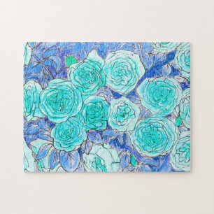Blaue Rosen, grüne Blätter Rosengarten Sommerblume
