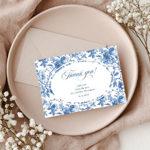 Blaue Rosen Klassische Hochzeit Dankeskarten Dankeskarte