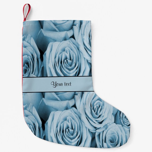 Blaue Rosen Kleiner Weihnachtsstrumpf (Vorderseite)