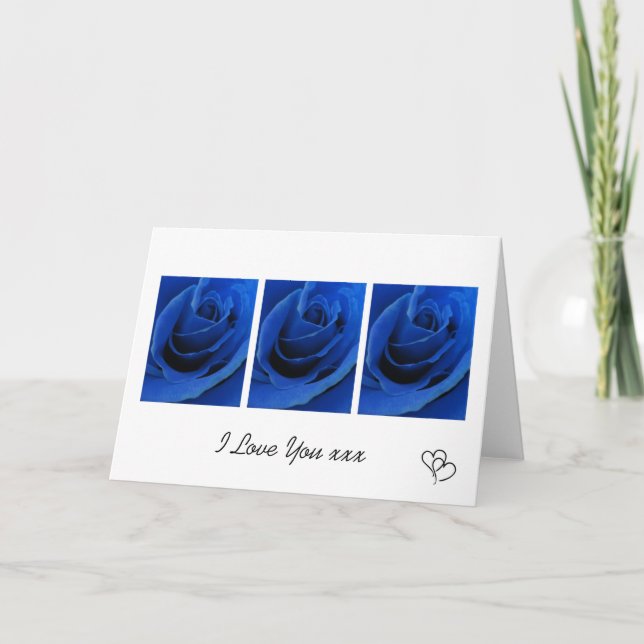 Blaue Rosen Liebeskarte Karte (Vorderseite)