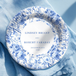 Blaue Rosen Luxus-Hochzeitspapierteller Pappteller