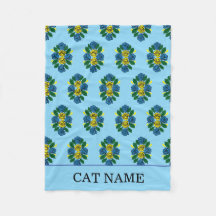 Blaue Rosen Muster Kanalboot Katze