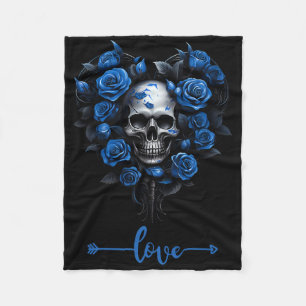 Blaue Rosen Schädel Für Valentinstag Liebes Rock F Fleecedecke