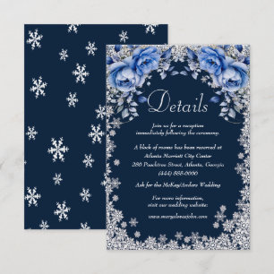 Blaue Rosen Schneeflocken Weihnachtshochzeit Detai Begleitkarte