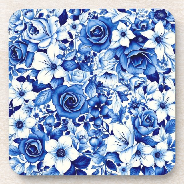 blaue Rosen-Symphonie-Untersetzer Getränkeuntersetzer (Vorderseite)