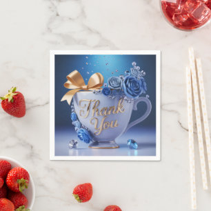 Blaue Rosen Tasse, Danke, Serviette