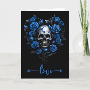 Blaue Rosen-Totenkopf für Valentinsliebe Rock für Karte